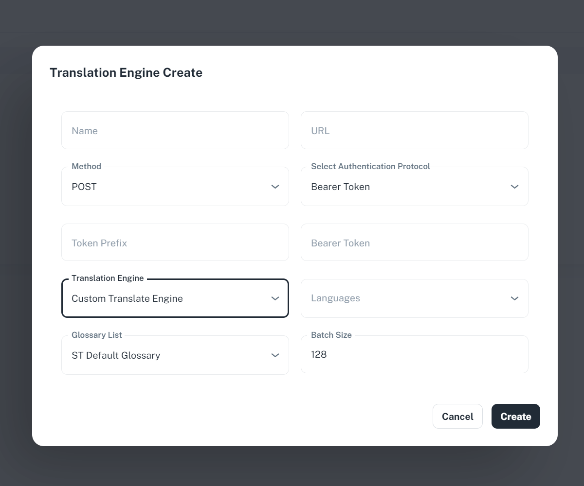 The picture shows us the process of the translation engine creation.