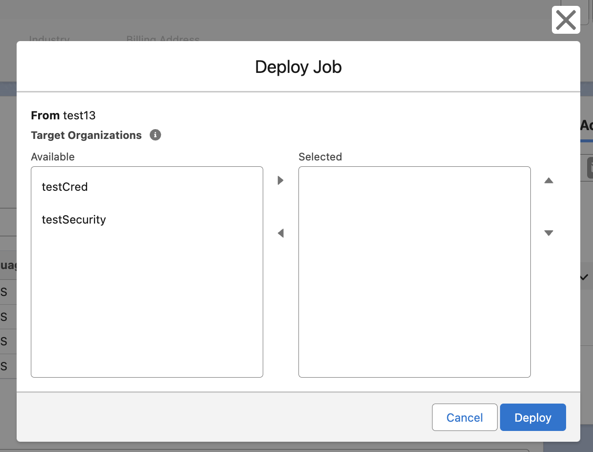 The picture shows us the Deploy Job tab.