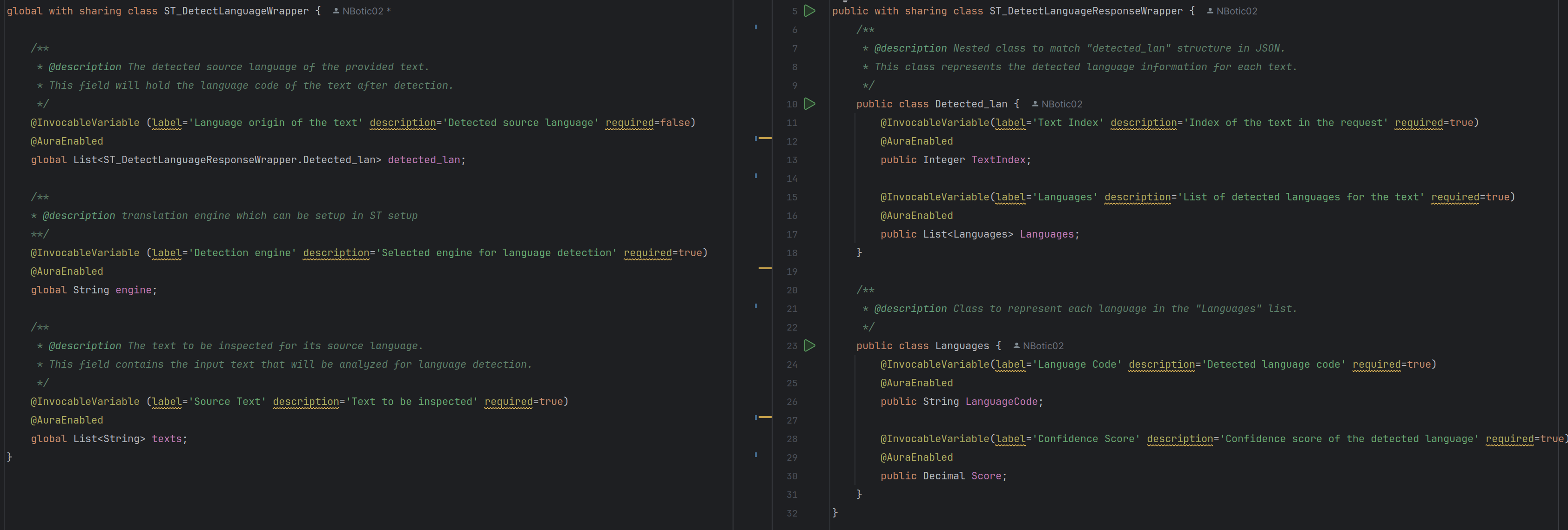 The picture shows us the detection Language Wrapper class.