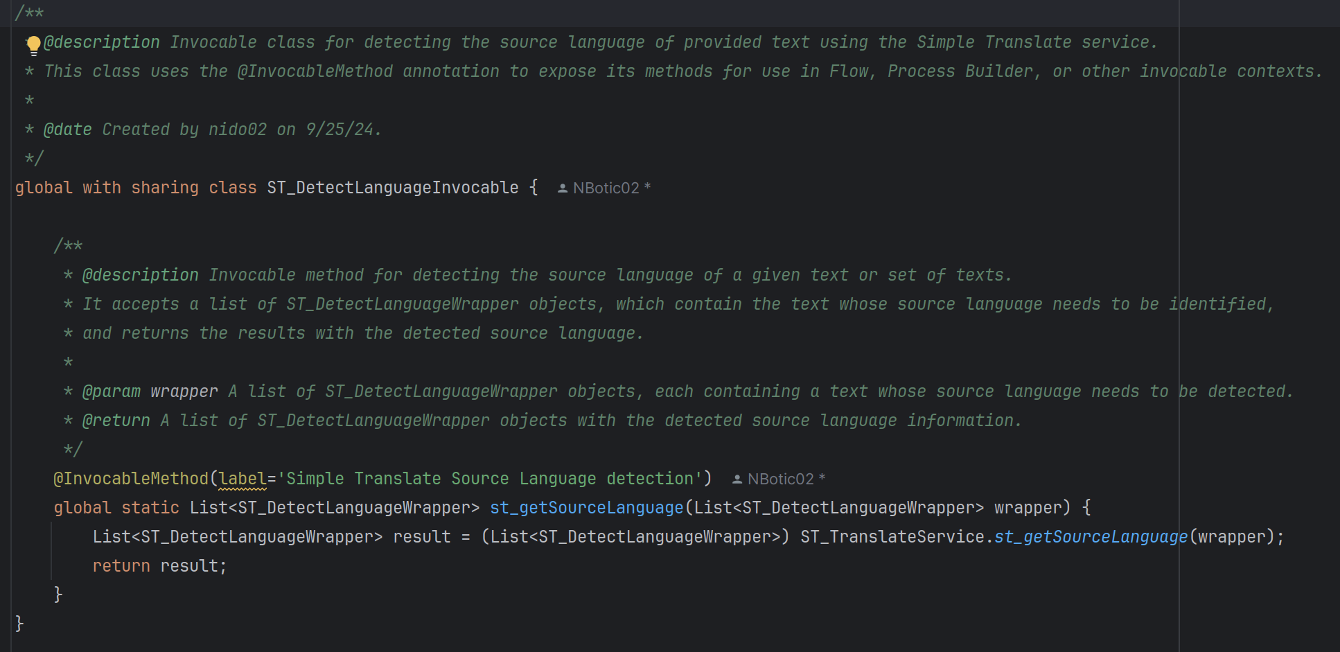 The picture shows us the apex-based language detection class.