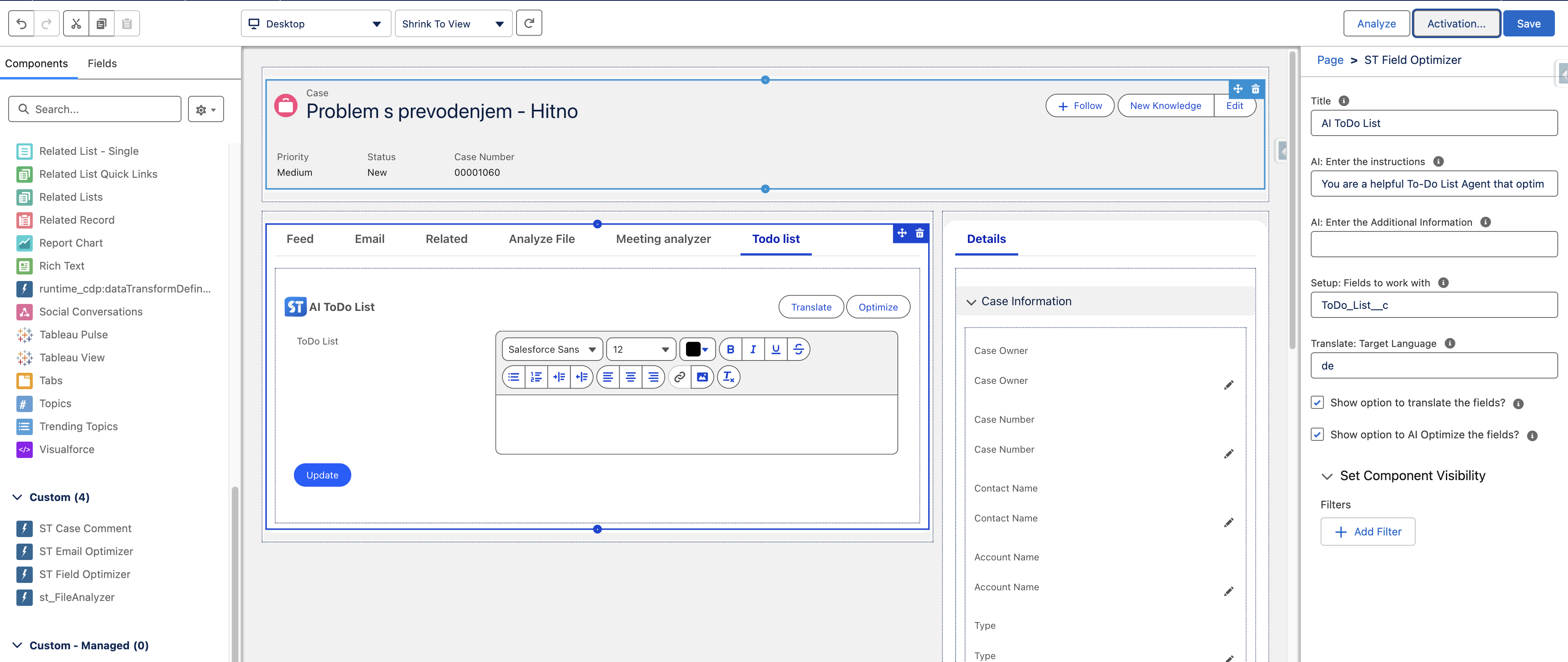 The picture shows us the Full screen of the record page.