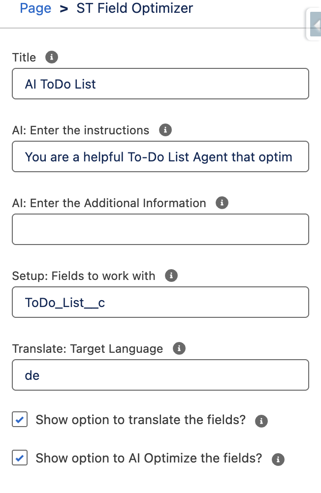 The picture shows us the record page properties.
